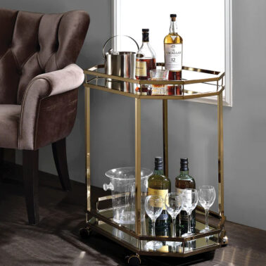 Lacole Champagne & Mirror Serving Cart