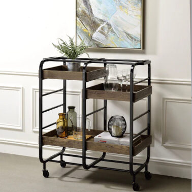 Vorrik Black & Walnut Serving Cart