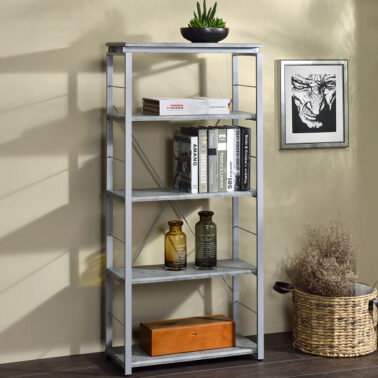 Jurgen Faux Concrete & Silver Bookshelf
