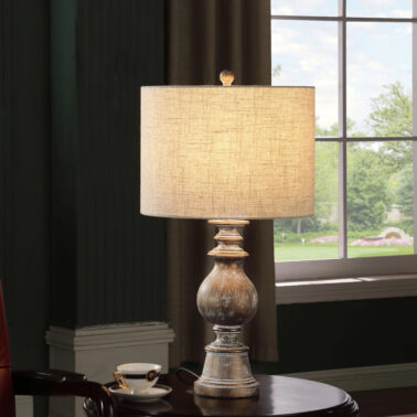 Brie Drum Shade Table Lamp Oatmeal and Antique Gold