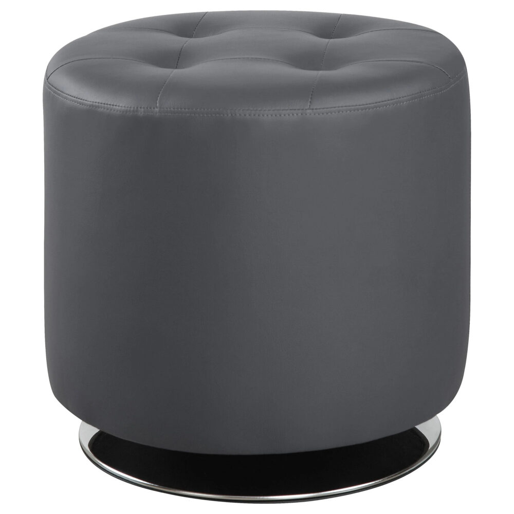 Bowman Round Upholstered Ottoman Grey - Image 2