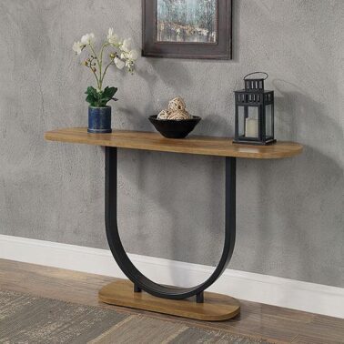 OLBIA Sofa Table, Rustic Oak/Sand Black