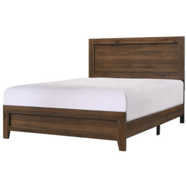 Crown Mark Millie King Panel Bed in Brown Cherry