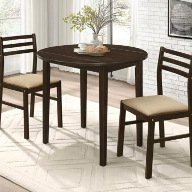 Bucknell 3-piece Dining Set with Drop Leaf Cappuccino and Tan