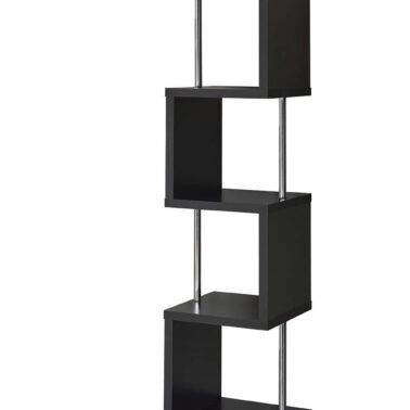 Baxter 4-shelf Bookcase Black and Chrome