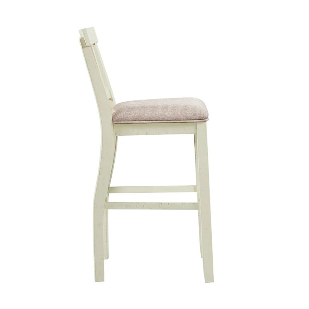 Elements International Stone 30 Inch Bar Slat Back Stool (Set of 2) in White - Image 3